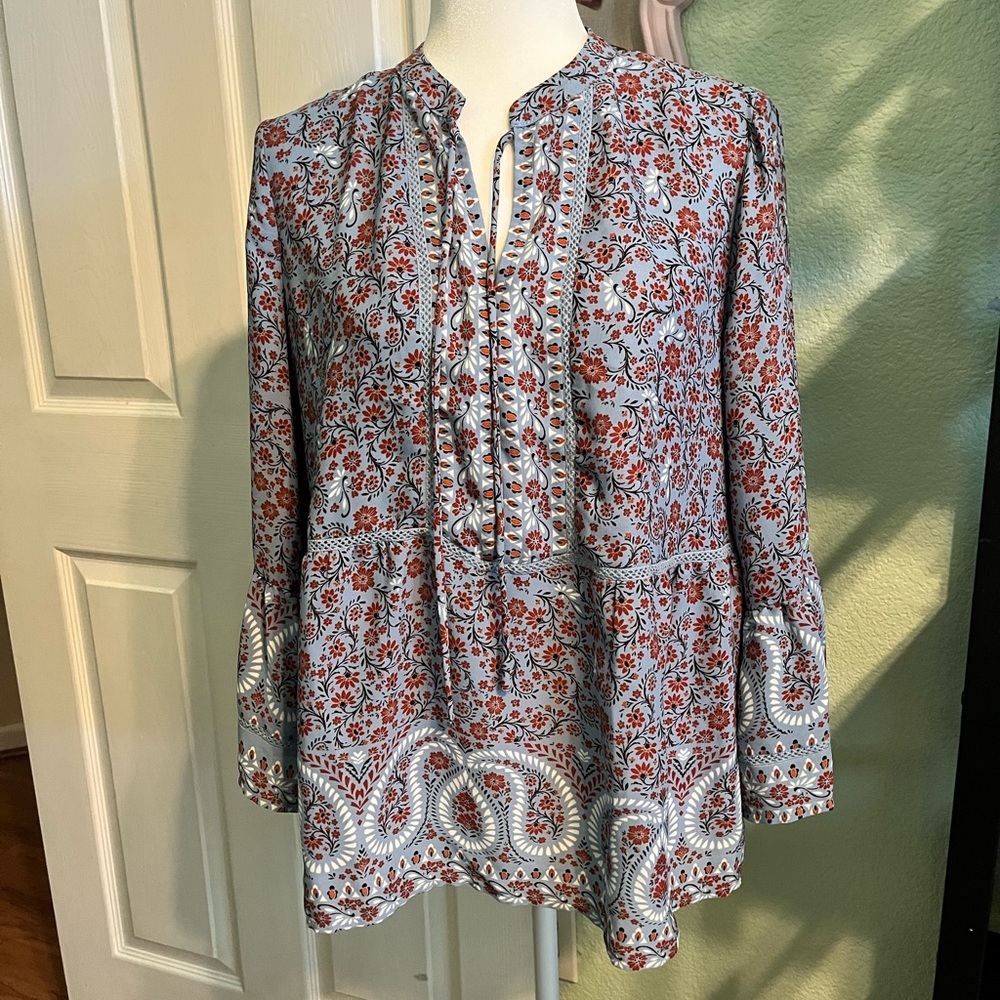Fever Red and Pink Flutter Sleeve Blouse